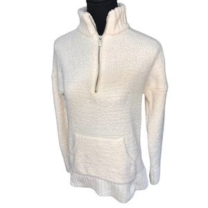 Marled Off White Zip Front Mock Neck Sweater Size S